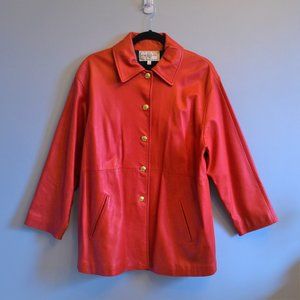 St. John Sport by Marie Gray Red Leather Overcoat